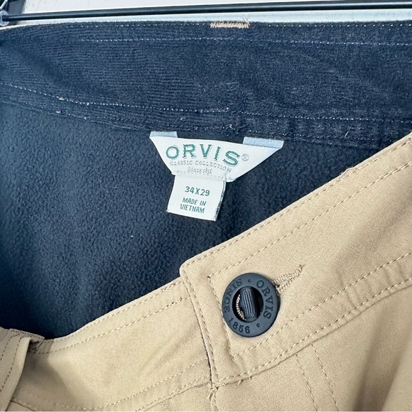 Orvis Fleece Lined Khaki Pants Mens 34 x 29 Outdoor Hiking Winter Softshell Tan - Picture 8 of 13